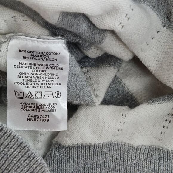 Ann Taylor Sweater Gray White Striped Fitted Knit 3/4 Sleeve Womens Size Small - Picture 6 of 6